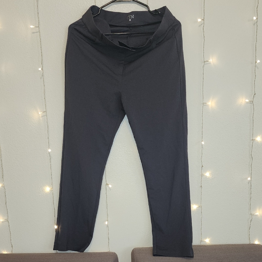 Charcoal Grey Yoga Material Ankle Length Work Pants